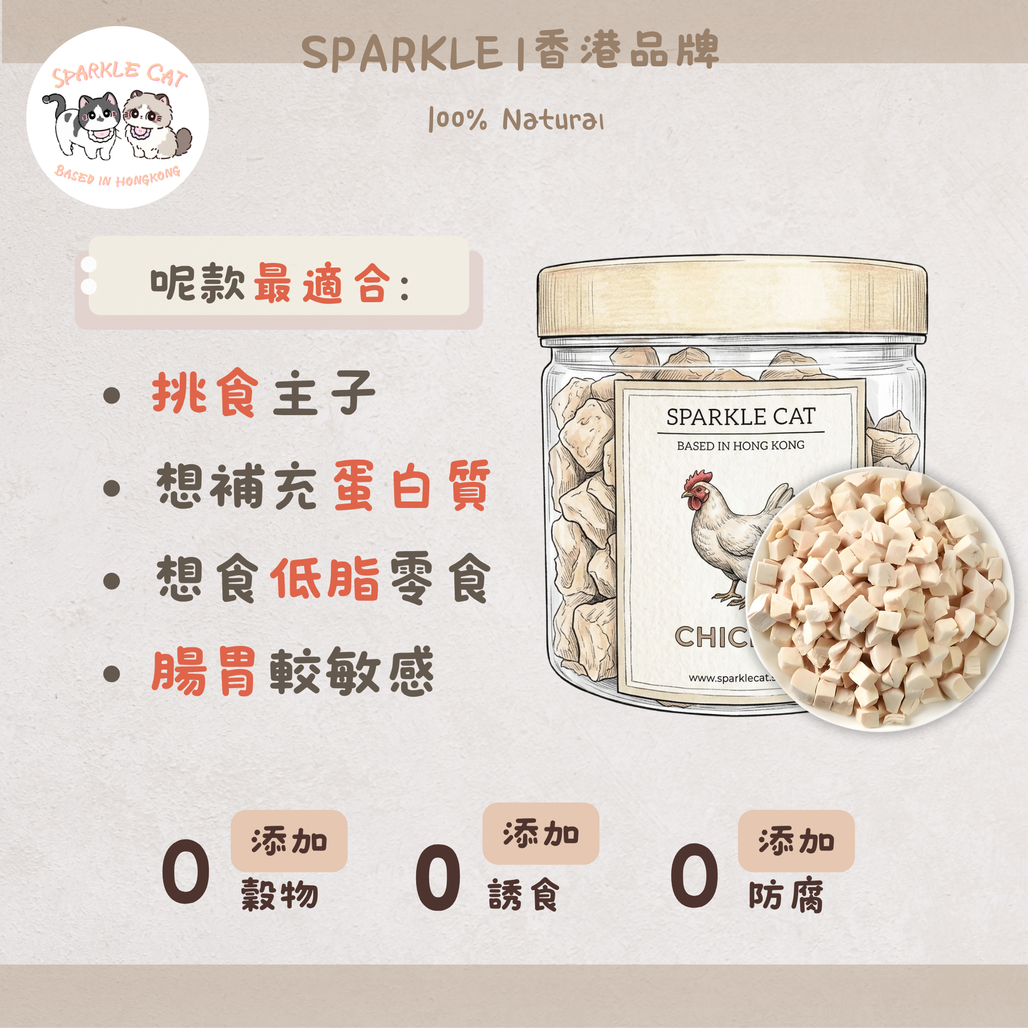 100%原切鮮雞凍乾粒 (增肌長肉)|人食級無添加