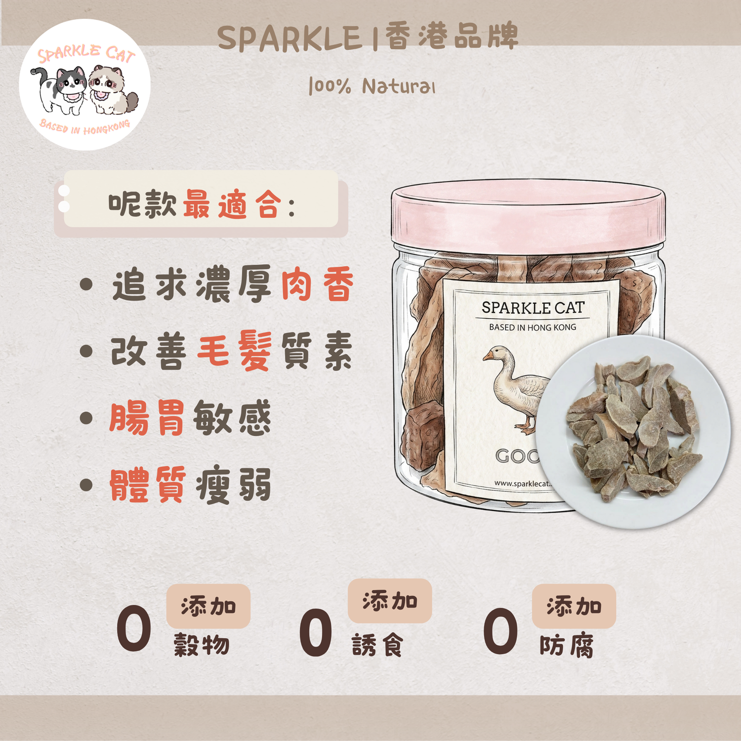 【低敏抗炎】原切凍乾鵝肉塊 - 改善皮膚敏感/紅腫 (單一肉源)