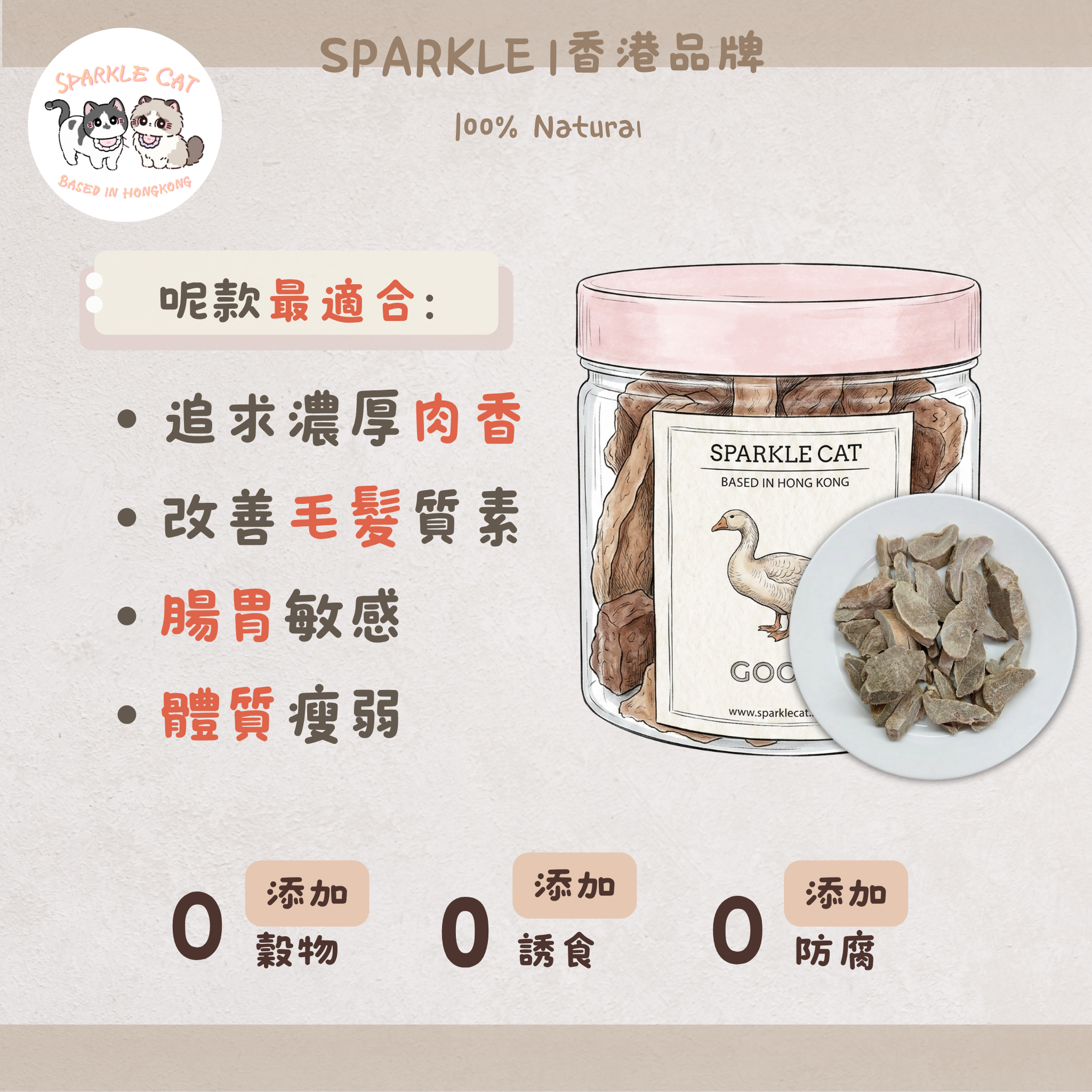 【低敏抗炎】原切凍乾鵝肉塊 - 改善皮膚敏感/紅腫 (單一肉源)