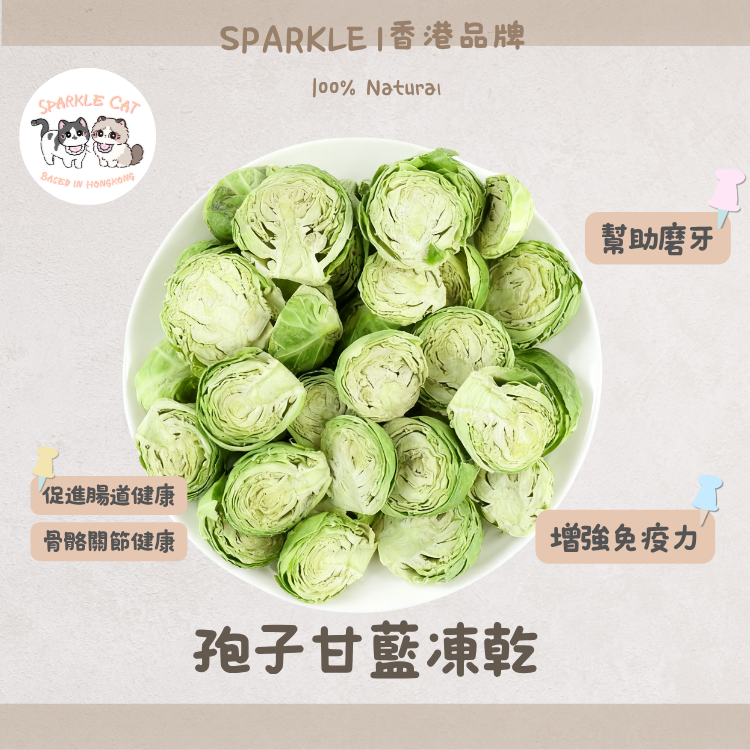 【潔齒脆球】凍乾孢子甘藍 - 豐富維生素K/酥脆磨牙