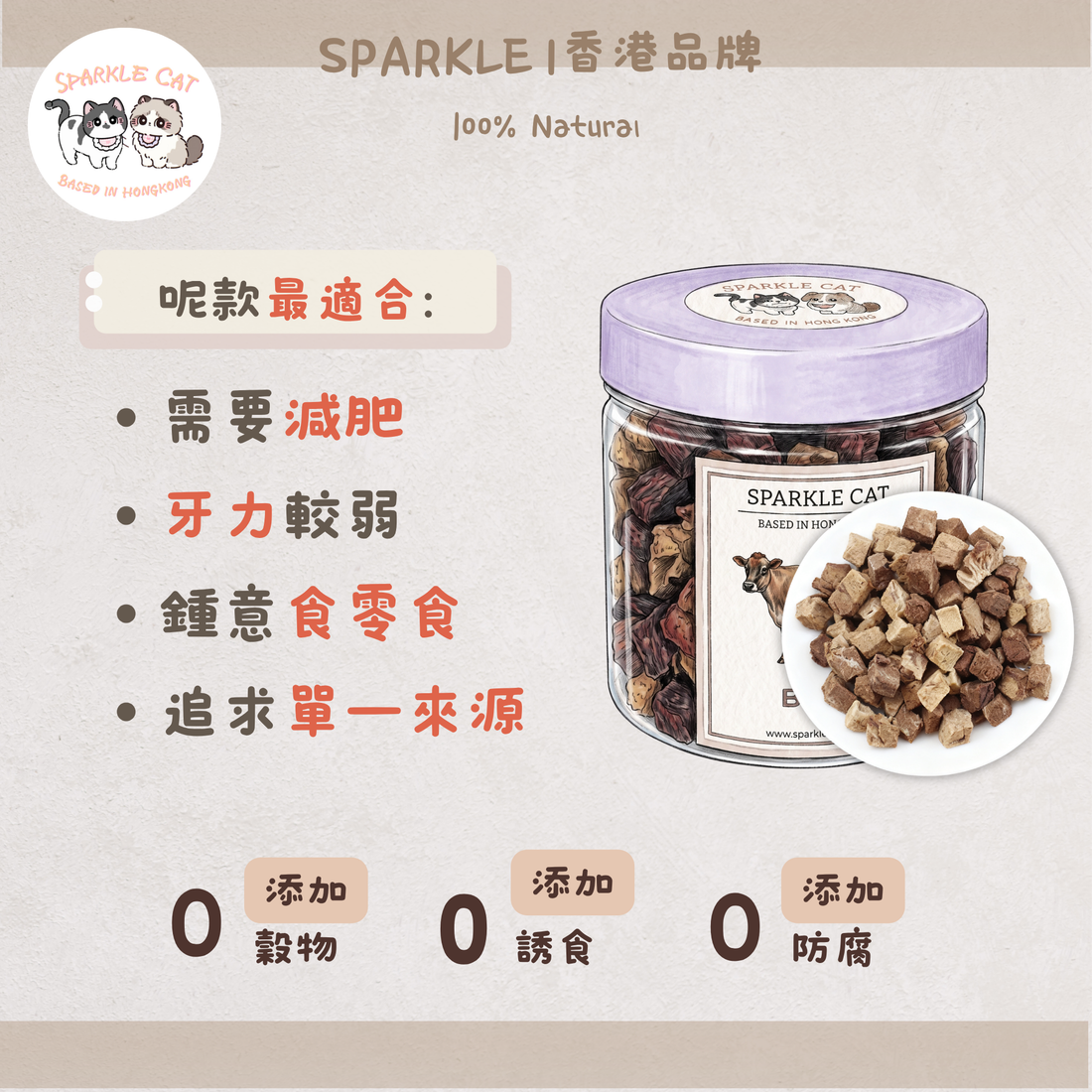 【低脂補氣】輕盈凍乾牛肺粒 - 鬆脆易消化零負擔